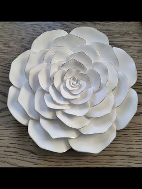 White Layered Ceramic Flower Wall Decor